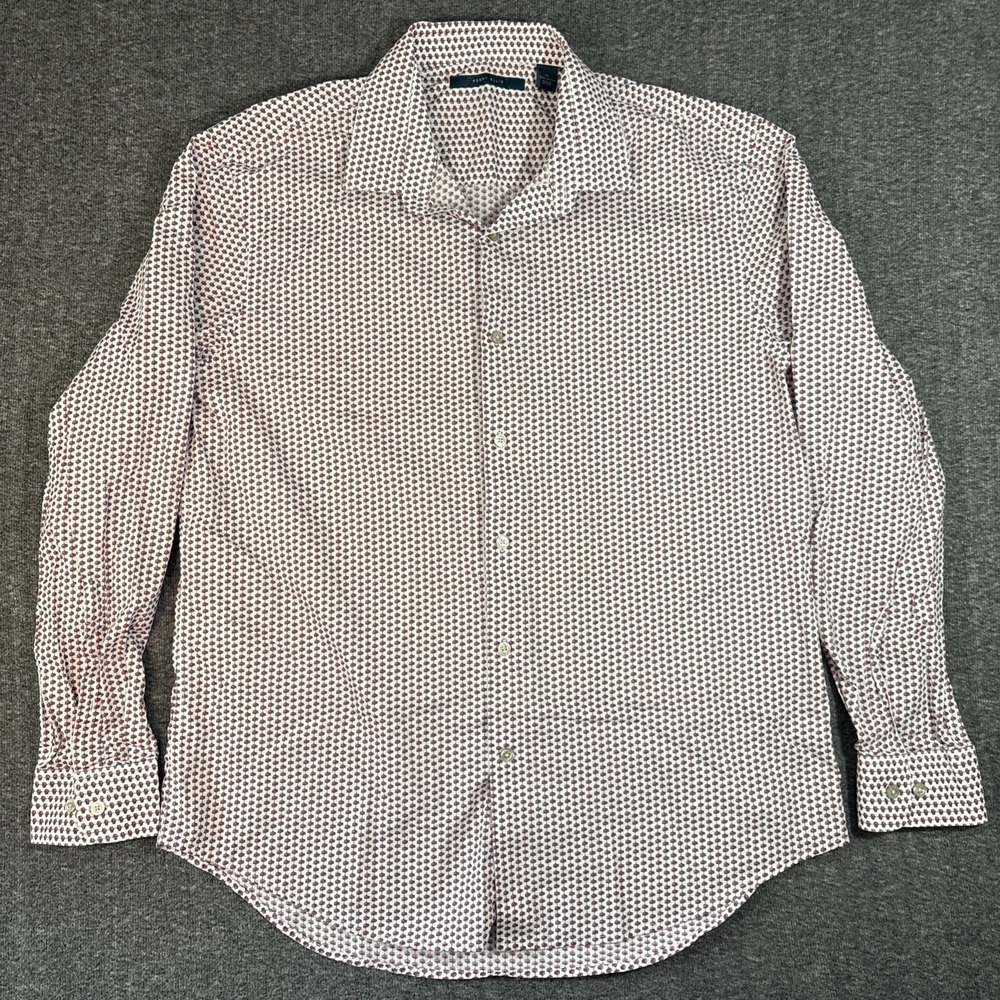 Perry Ellis Men's 100% Cotton Red & White Button Up Dress Shirt Size XL